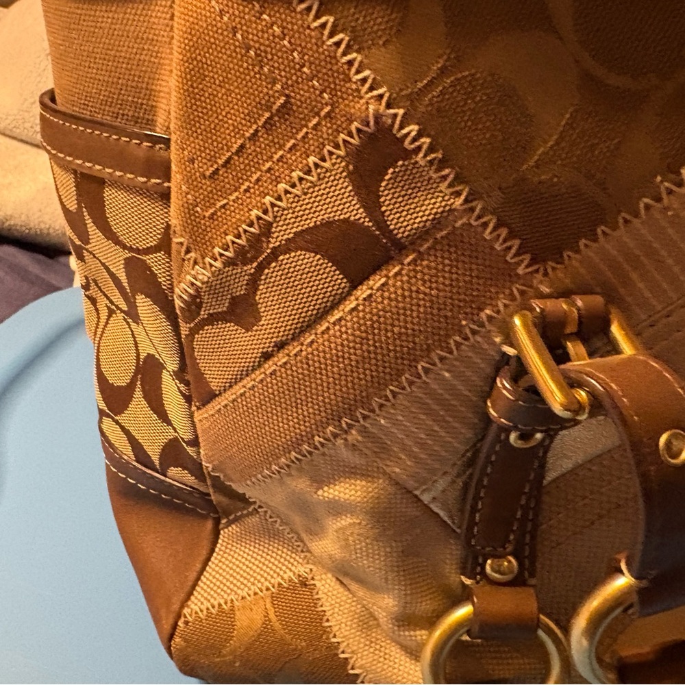 Coach Elegant Brown Patchwork Shoulder Bag - image 3